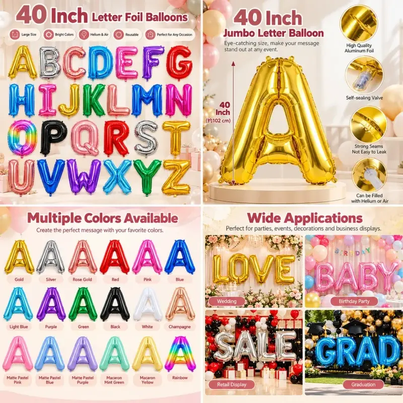 40 ইঞ্চি লেটার ফয়েল বেলুন