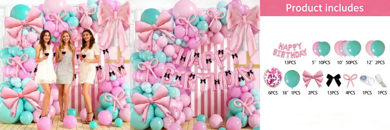 Pink with tiffany bow themed balloon arch