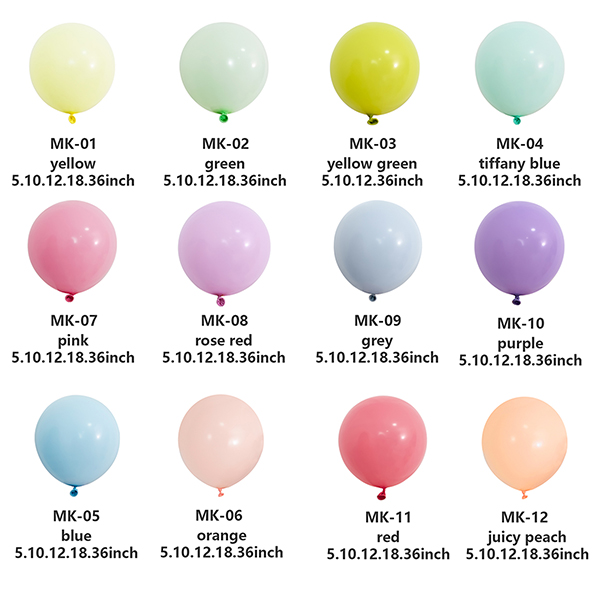 Inflated Macaron pastel latex balloon color assortment