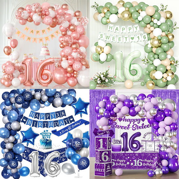 মিষ্টি 16 বেলুন খিলান